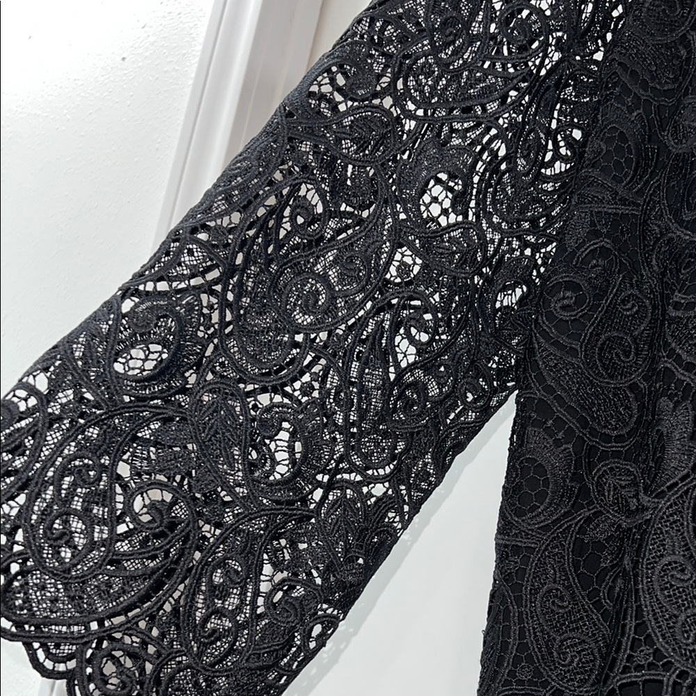Black Sheath Dress with Bell Sleeves and Scoop Neck - Picture 3 of 6